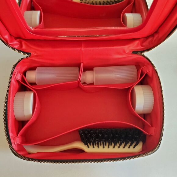 Retro Trina Going Places Vanity/Toiletry Patent Leather Zip Travel Case Mirror - Picture 3 of 16